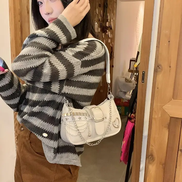 White Chain Saddle Bag for Women Mobile Phone Shoulder — feature 9