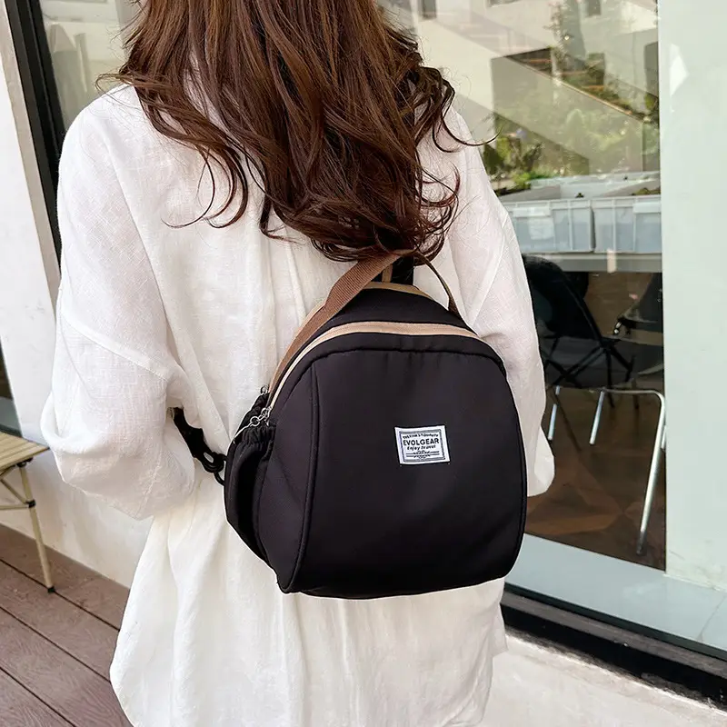 Women's Beige Leather Shoulder Bag Large Capacity College Work - Image 5