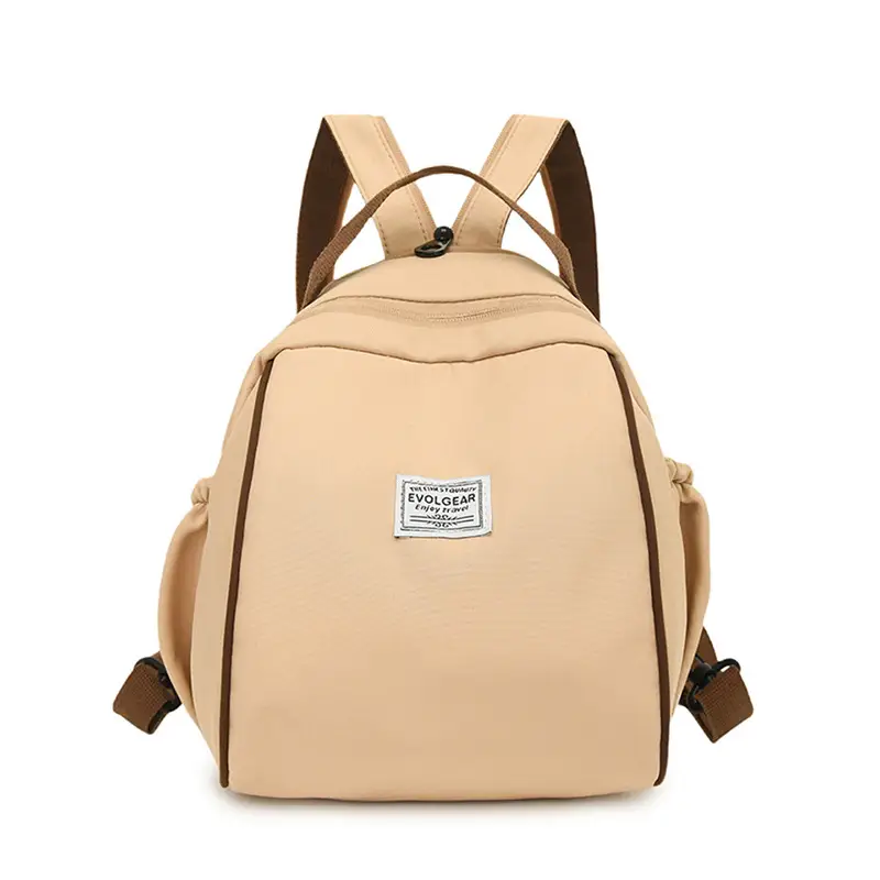Women's Beige Leather Shoulder Bag Large Capacity College Work - Image 8