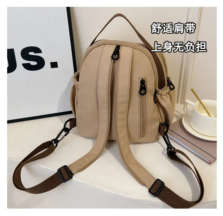 Women's Beige Leather Shoulder Bag Large Capacity College Work — feature 10