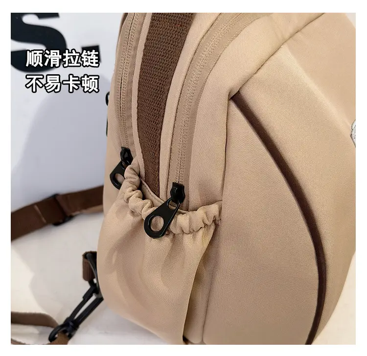 Women's Beige Leather Shoulder Bag Large Capacity College Work — feature 11