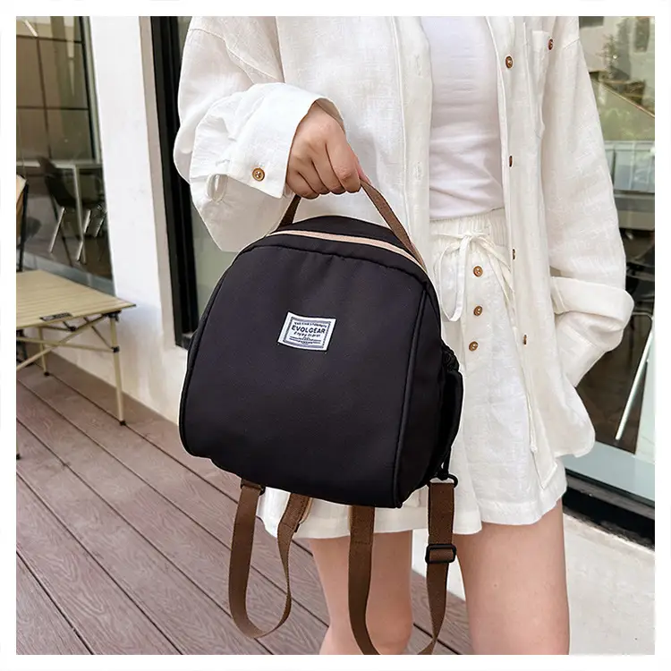 Women's Beige Leather Shoulder Bag Large Capacity College Work — feature 15