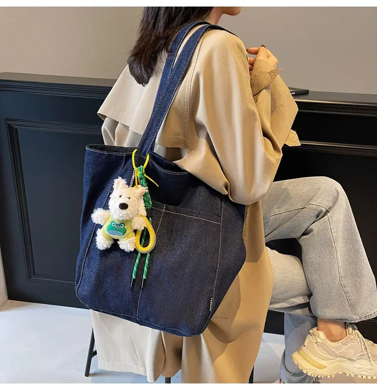 Women Denim Shoulder Bag Large Capacity 2024 New Autumn Winter — feature 10