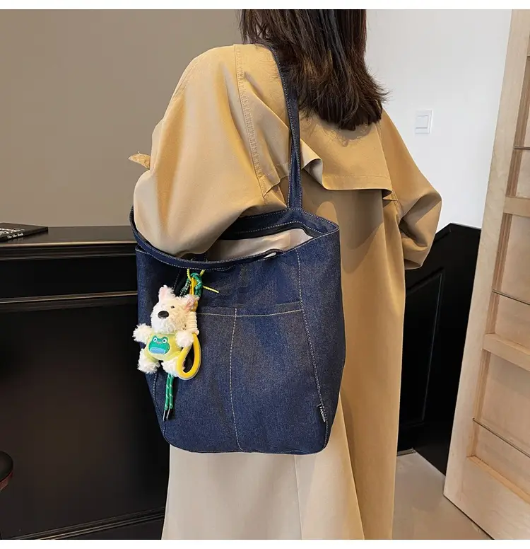 Women Denim Shoulder Bag Large Capacity 2024 New Autumn Winter — feature 11