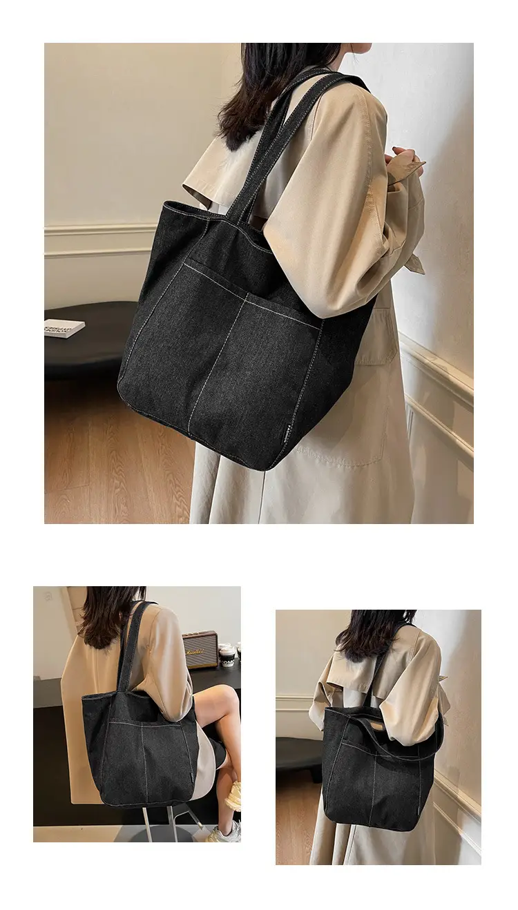 Women Denim Shoulder Bag Large Capacity 2024 New Autumn Winter — feature 26
