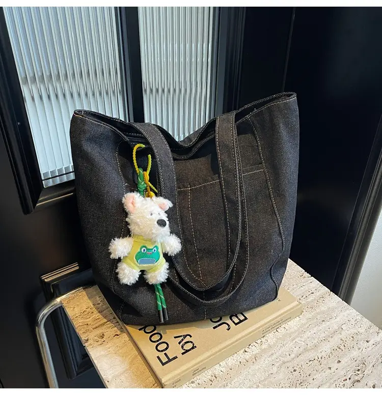 Women Denim Shoulder Bag Large Capacity 2024 New Autumn Winter - Image 2