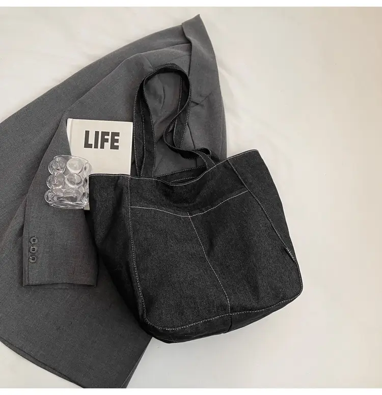 Women Denim Shoulder Bag Large Capacity 2024 New Autumn Winter - Image 4