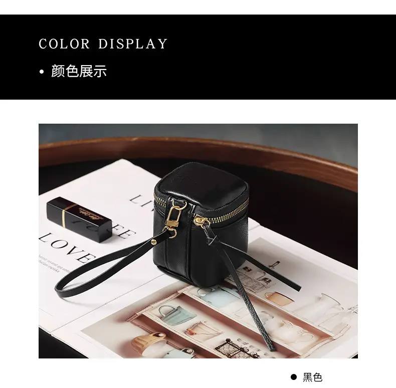 Vintage Leather Cosmetic Bag Lipstick Change Storage Bag Portable Travel Storage Bucket Distinctive Mini Round Coin Purse — feature 12
