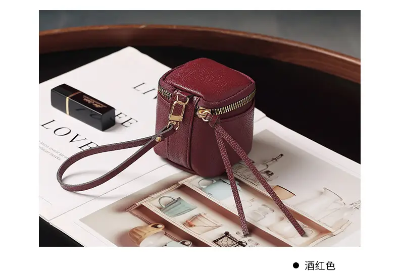 Vintage Leather Cosmetic Bag Lipstick Change Storage Bag Portable Travel Storage Bucket Distinctive Mini Round Coin Purse — feature 13