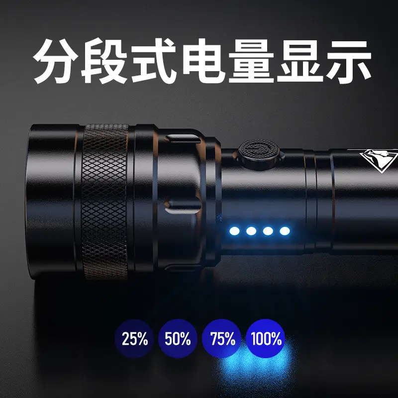 Rechargeable Zoom Flashlight Long Range Black - Image 2