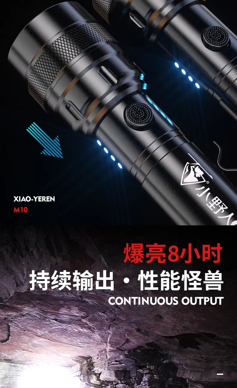 Rechargeable Zoom Flashlight Long Range Black β feature 8