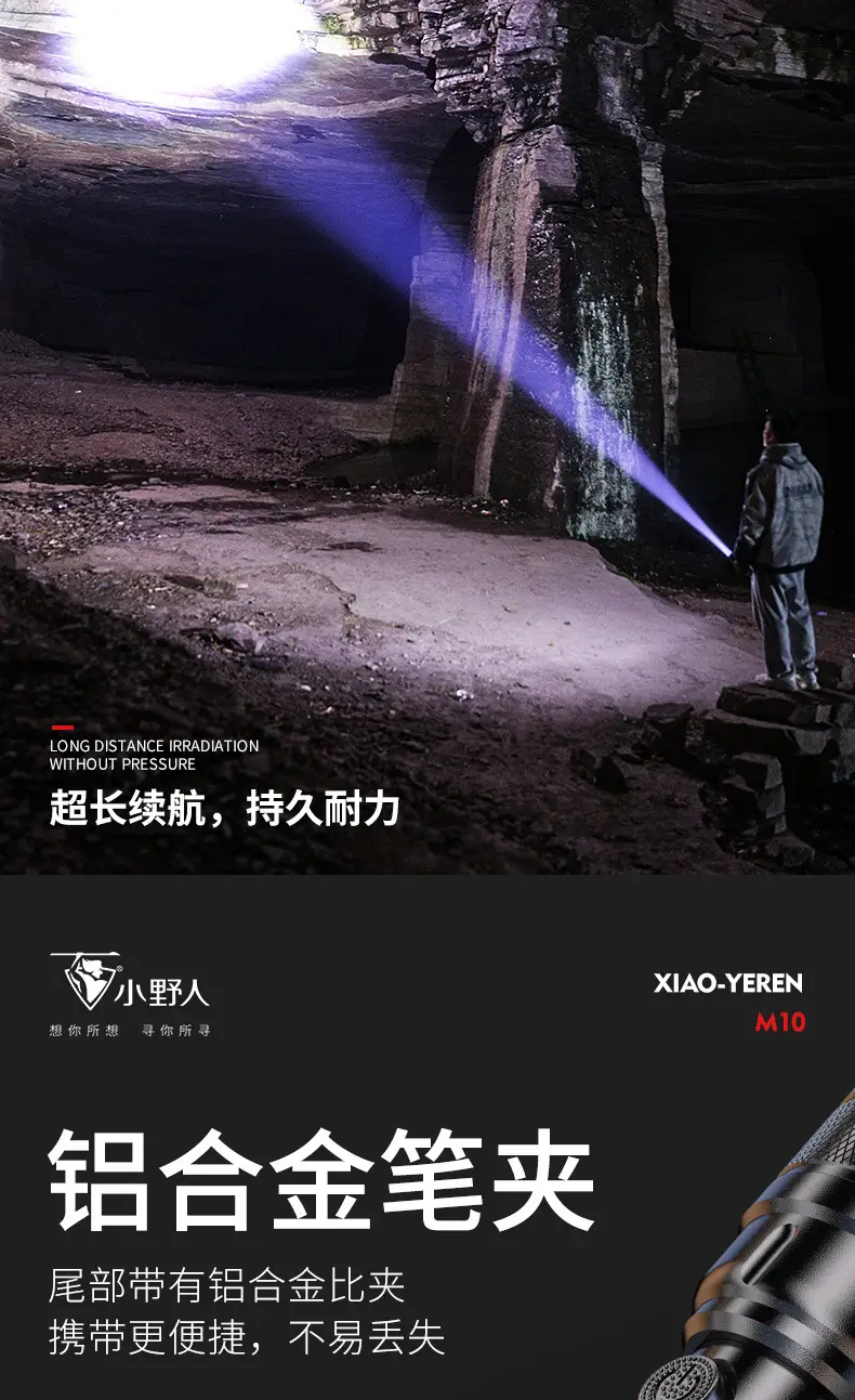 Rechargeable Zoom Flashlight Long Range Black β feature 9