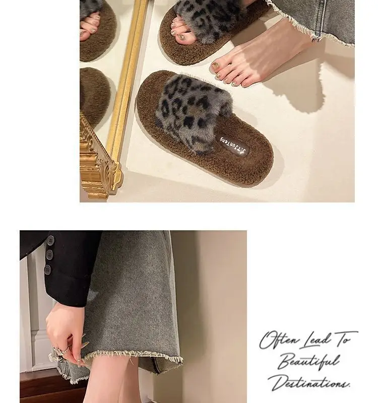 Birkenstock Leopard Print Fur Slippers for Women, 2026 New Autumn and Winter Models, Soft Sole with a Premium Feel, Plush Cotton Slippers — feature 12