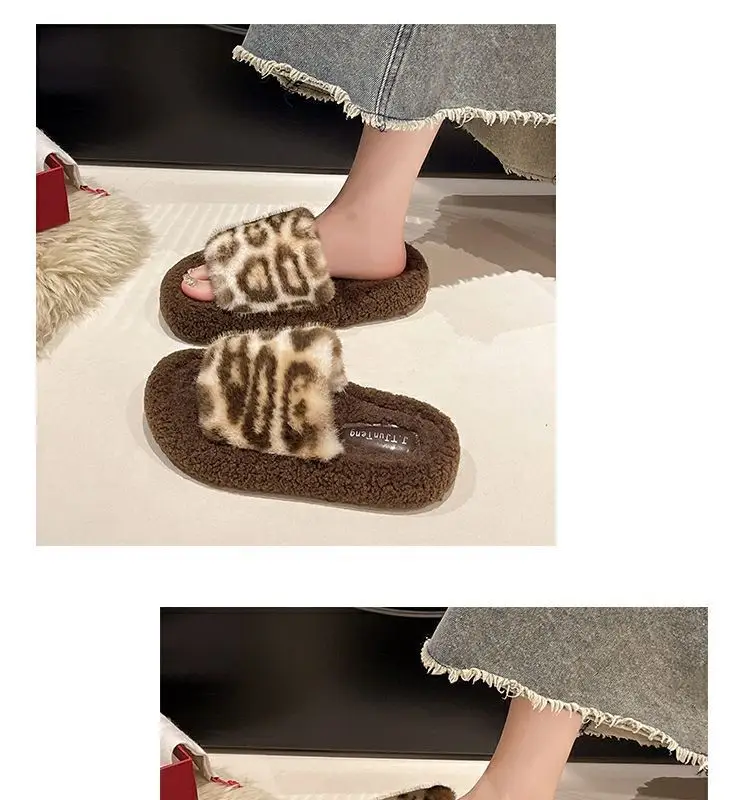 Birkenstock Leopard Print Fur Slippers for Women, 2026 New Autumn and Winter Models, Soft Sole with a Premium Feel, Plush Cotton Slippers — feature 17