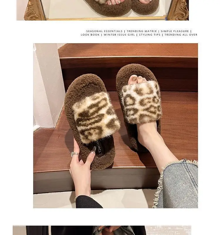 Birkenstock Leopard Print Fur Slippers for Women, 2026 New Autumn and Winter Models, Soft Sole with a Premium Feel, Plush Cotton Slippers — feature 5