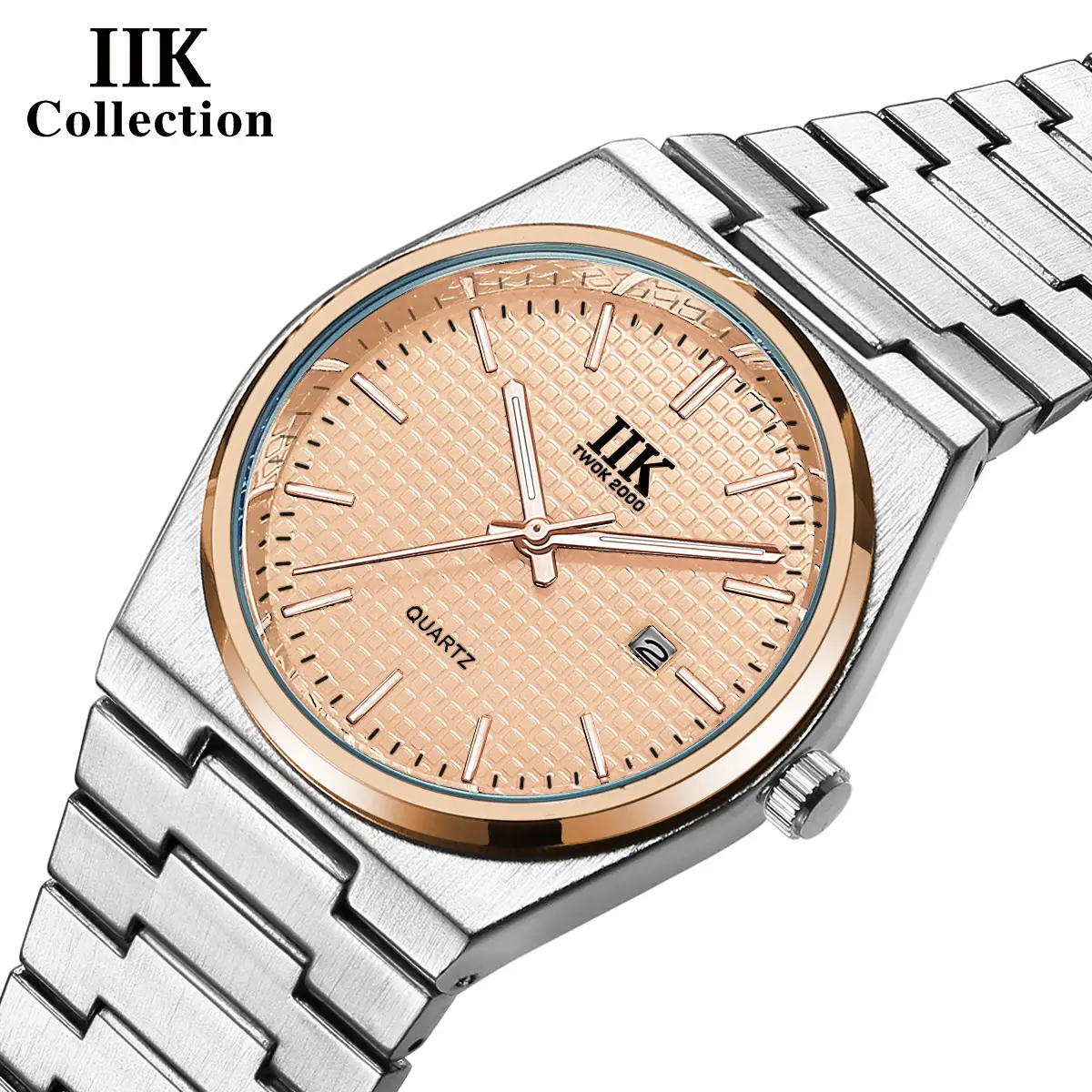 International IIK1380 Men's Quartz Watch Rose Black Blue Stainless Steel - Image 7