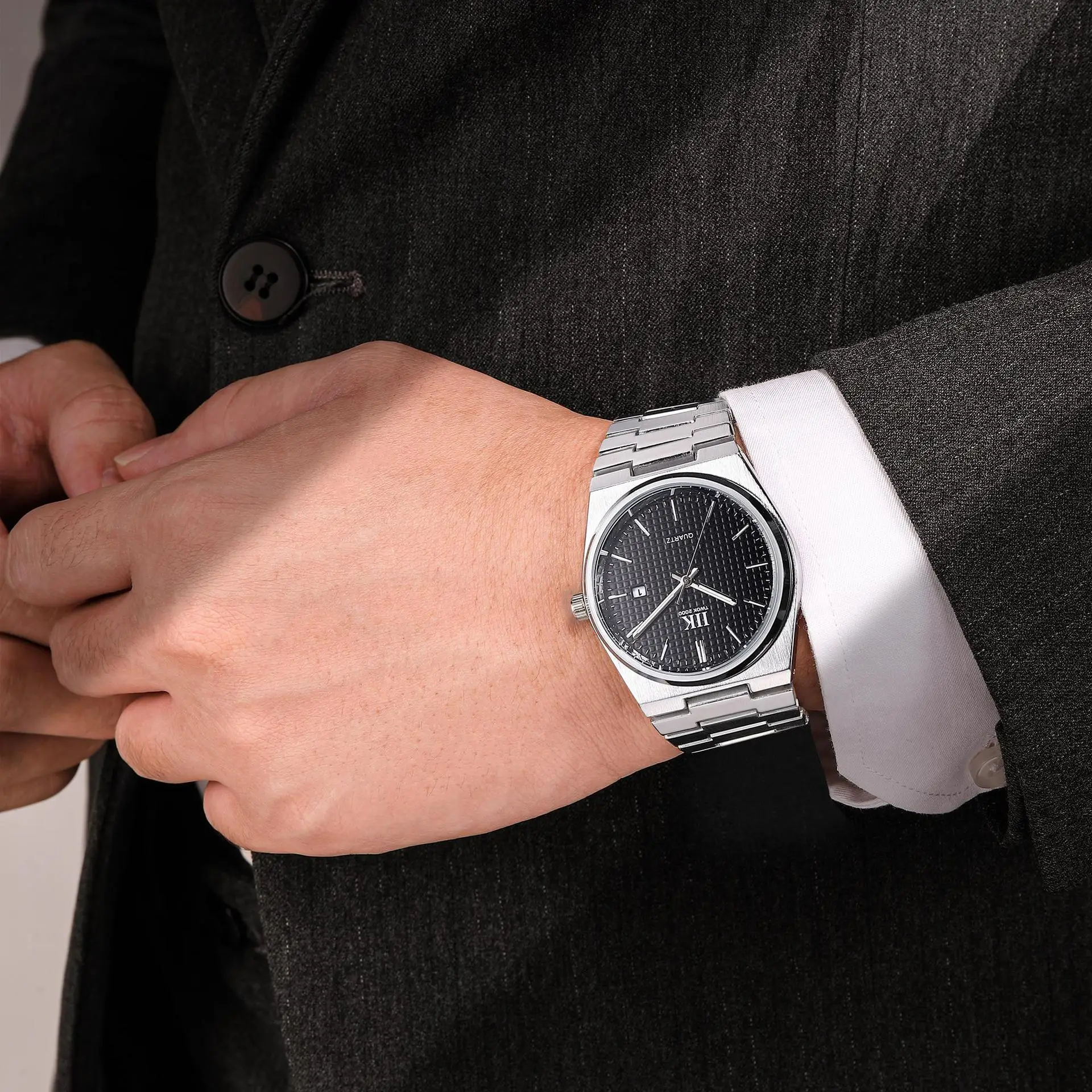 International IIK1380 Men's Quartz Watch Rose Black Blue Stainless Steel - Image 9