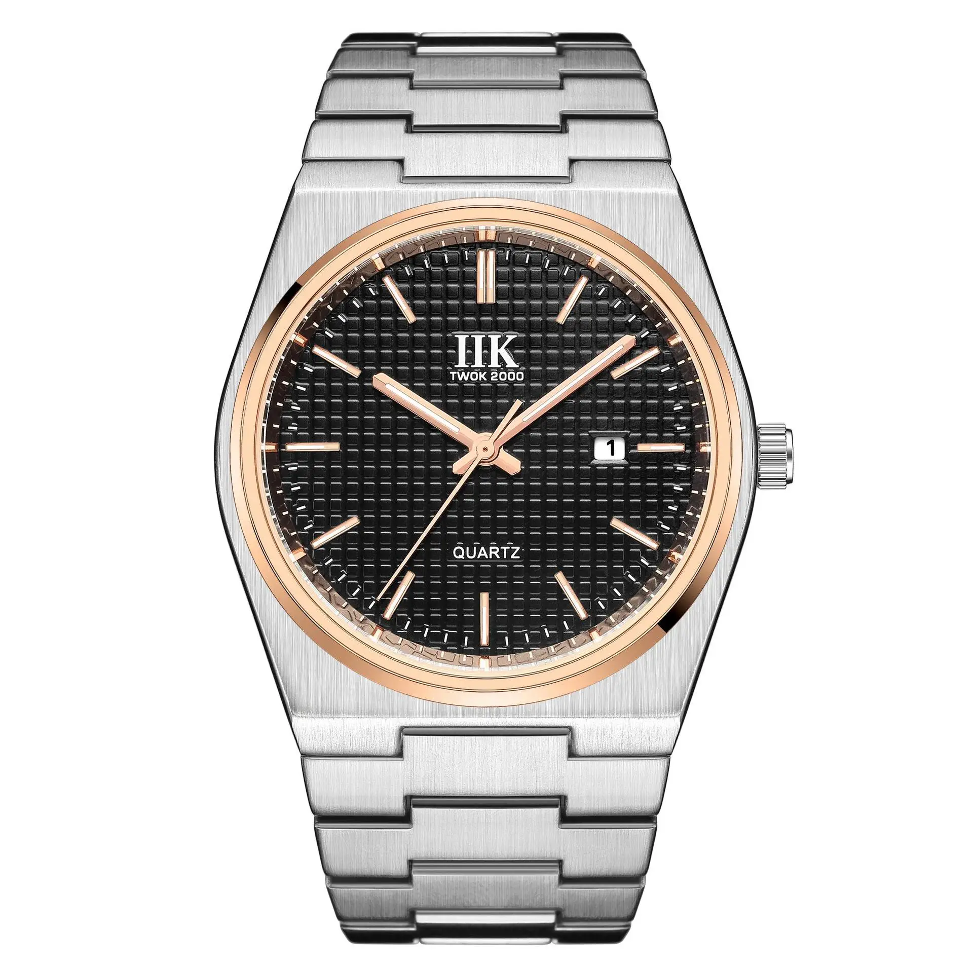 International IIK1380 Men's Quartz Watch Rose Black Blue Stainless Steel - Image 5