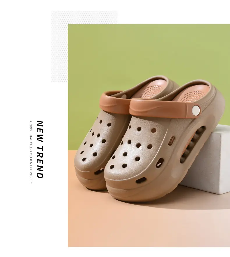 EVA Hole Shoes Women's Summer Outer Wear Slippers with Feeling of Stamping on Shoes Height-increasing Thick Bottom Non-slip Wear-resistant Cute Beach Baotou Slippers — feature 18