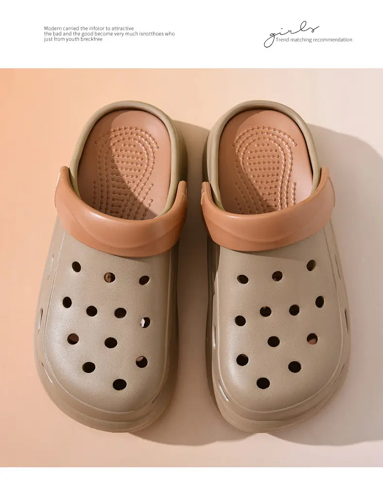 EVA Hole Shoes Women's Summer Outer Wear Slippers with Feeling of Stamping on Shoes Height-increasing Thick Bottom Non-slip Wear-resistant Cute Beach Baotou Slippers — feature 20