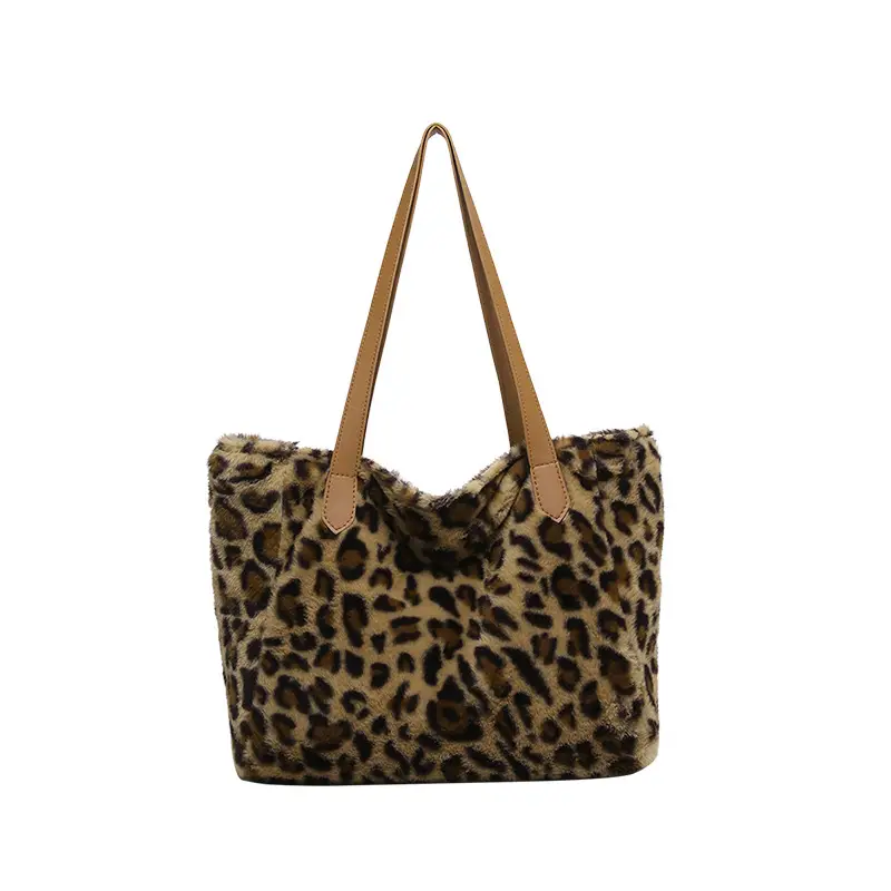 Leopard Print Plush Shoulder Bag Women Winter Commute - Image 7