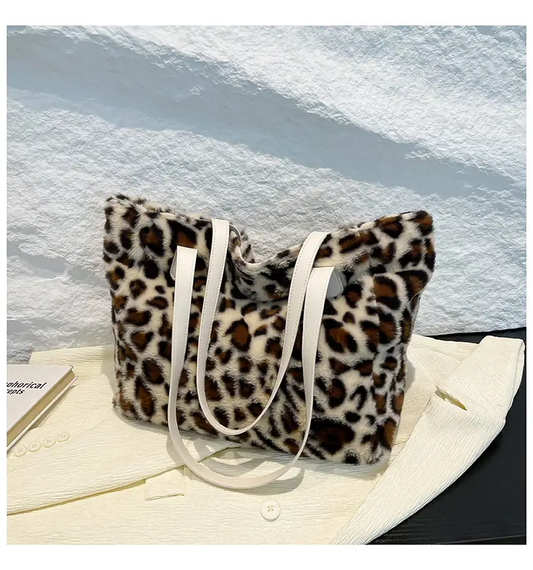 Leopard Print Plush Shoulder Bag Women Winter Commute — feature 18