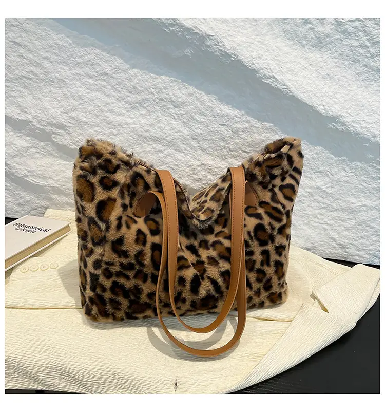 Leopard Print Plush Shoulder Bag Women Winter Commute — feature 19