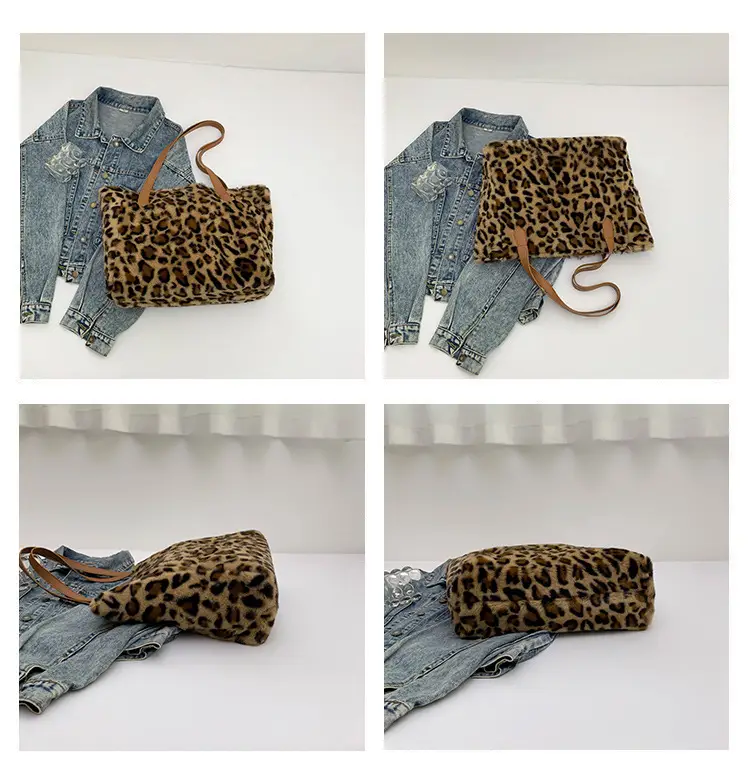Leopard Print Plush Shoulder Bag Women Winter Commute — feature 9