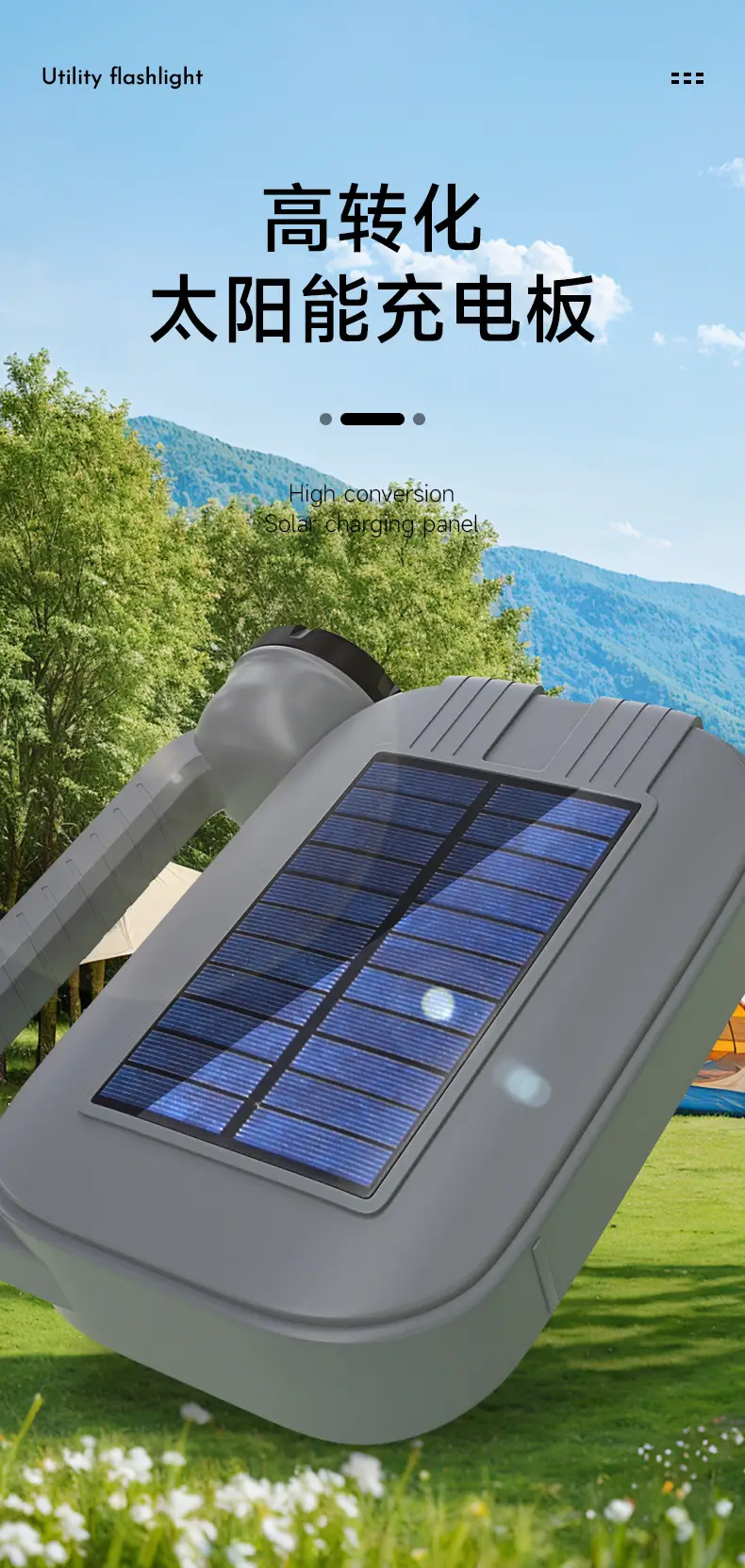 Solar Powered Camping Light with Strong Flashlight & Long Range β feature 12