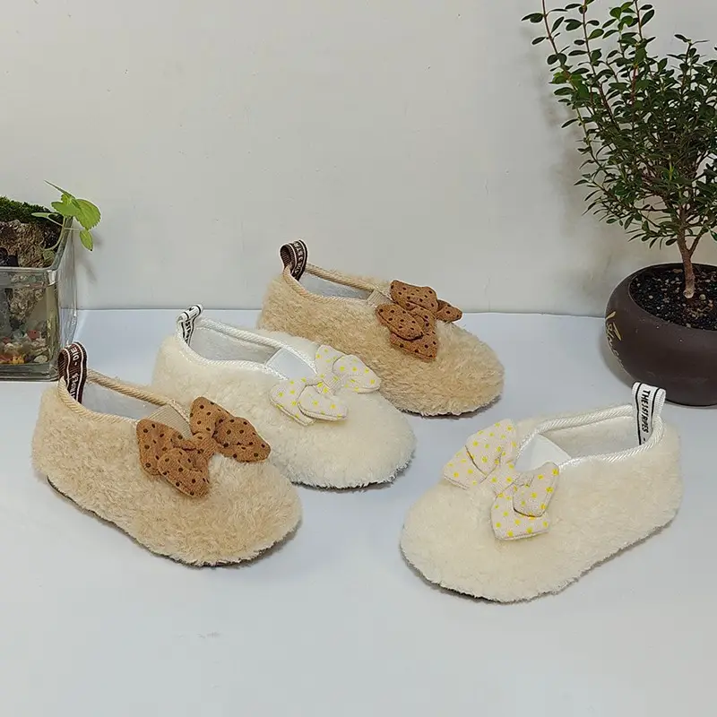 Autumn Winter Baby Fur Lined Princess Shoes