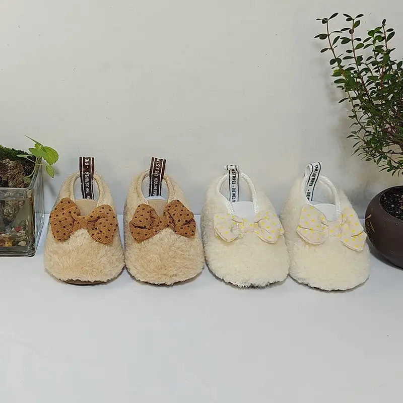 Autumn Winter Baby Fur Lined Princess Shoes