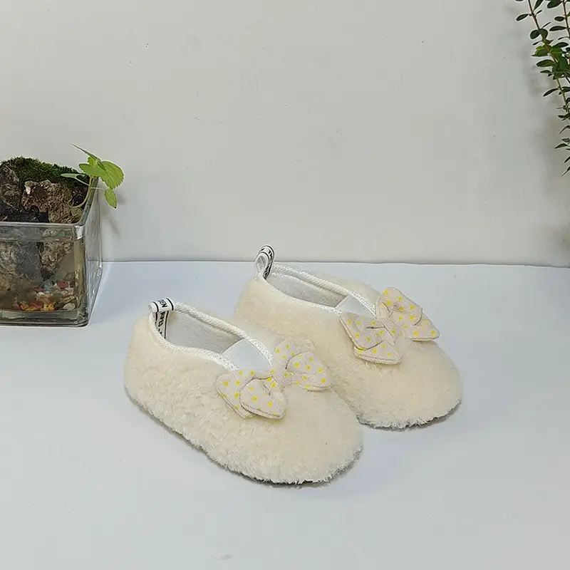 Autumn Winter Baby Fur Lined Princess Shoes