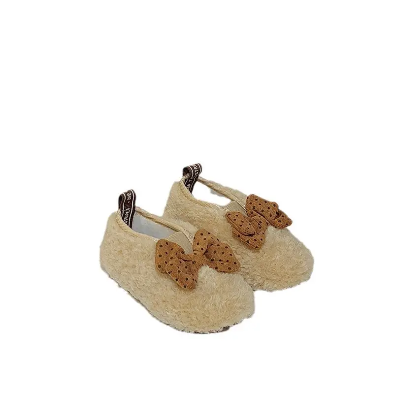 Autumn Winter Baby Fur Lined Princess Shoes