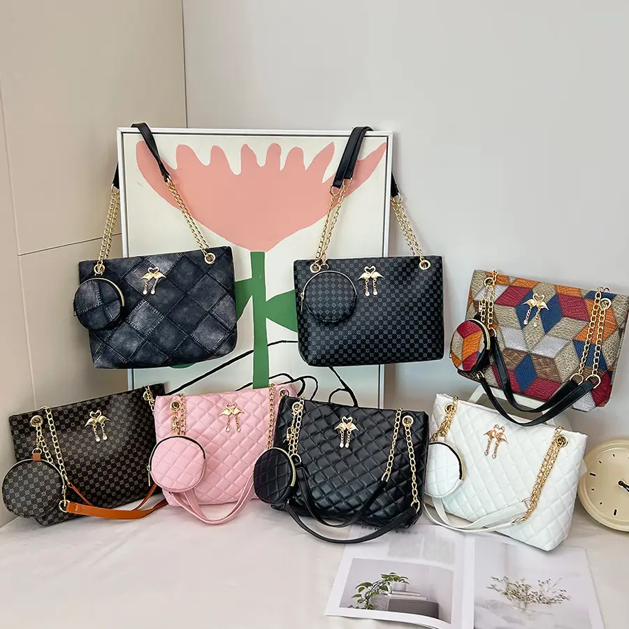 Black Diamond Quilted Women's Shoulder Bag with Chain Strap - Image 8