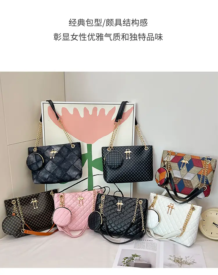 Black Diamond Quilted Women's Shoulder Bag with Chain Strap — feature 2