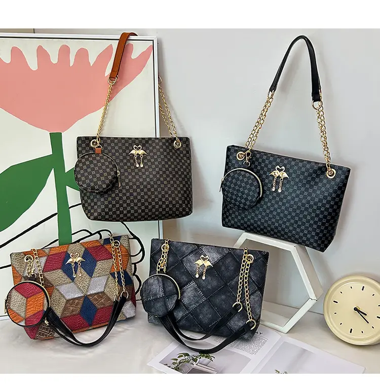 Black Diamond Quilted Women's Shoulder Bag with Chain Strap — feature 25
