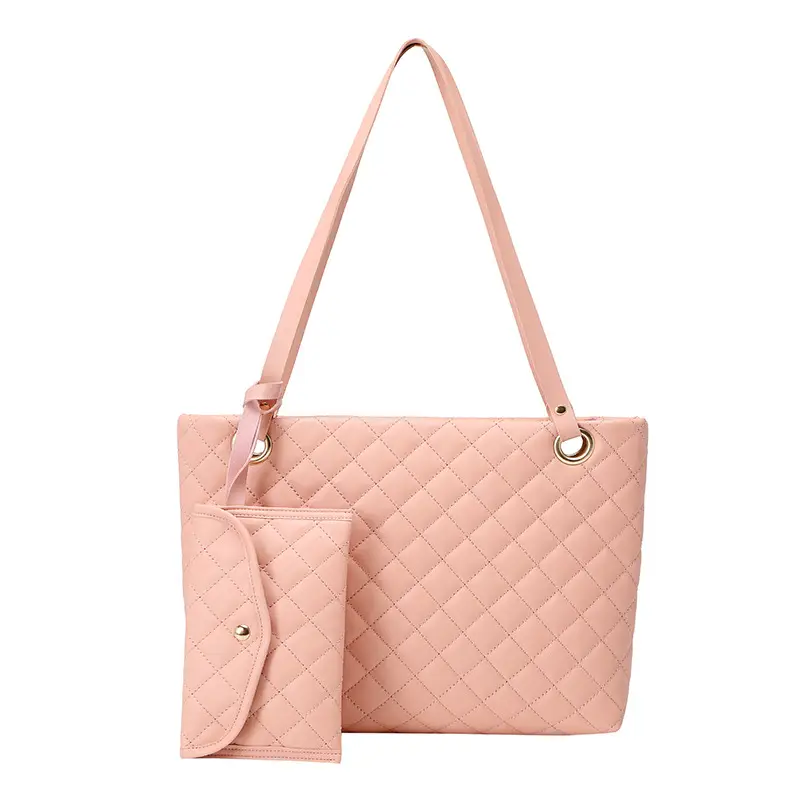 Black Rhombic Quilted Ladies Shoulder Bag Two-Piece Set - Image 10