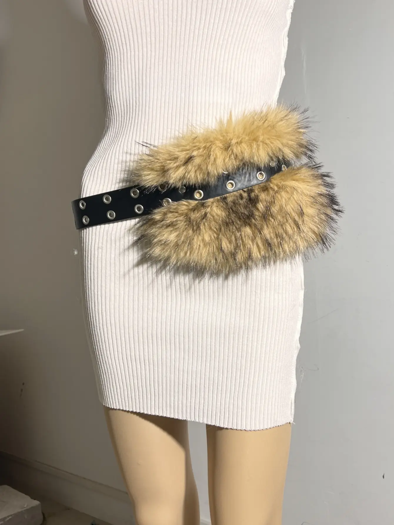 New Rabbit Fur Belt for Women Waist Cover Europe America