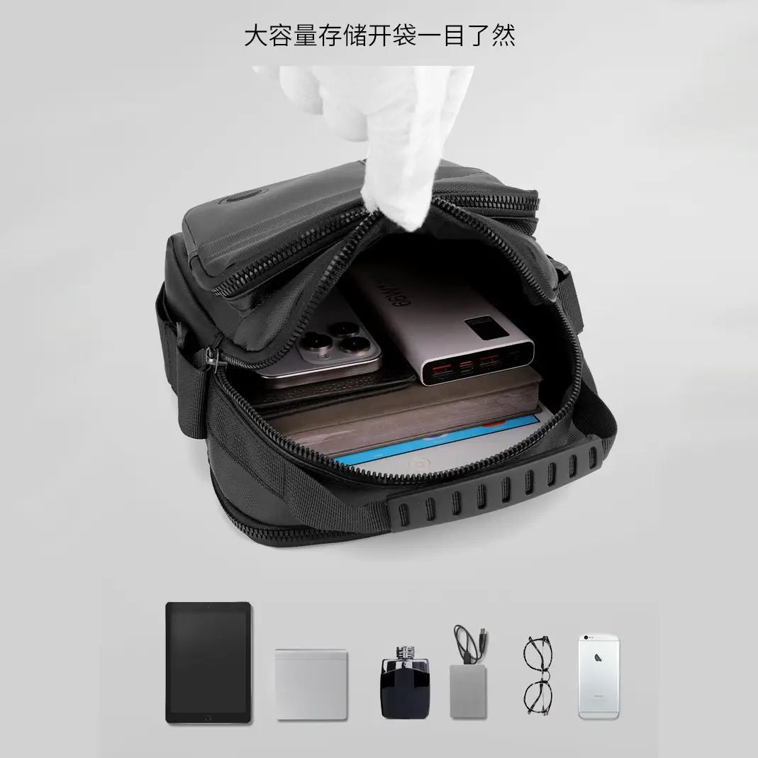 Men's Black Waterproof Crossbody Shoulder Bag - Image 7