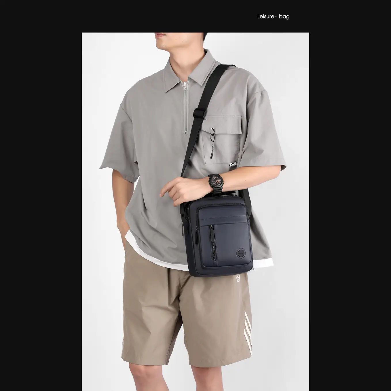 Men's Black Waterproof Crossbody Shoulder Bag - Image 8