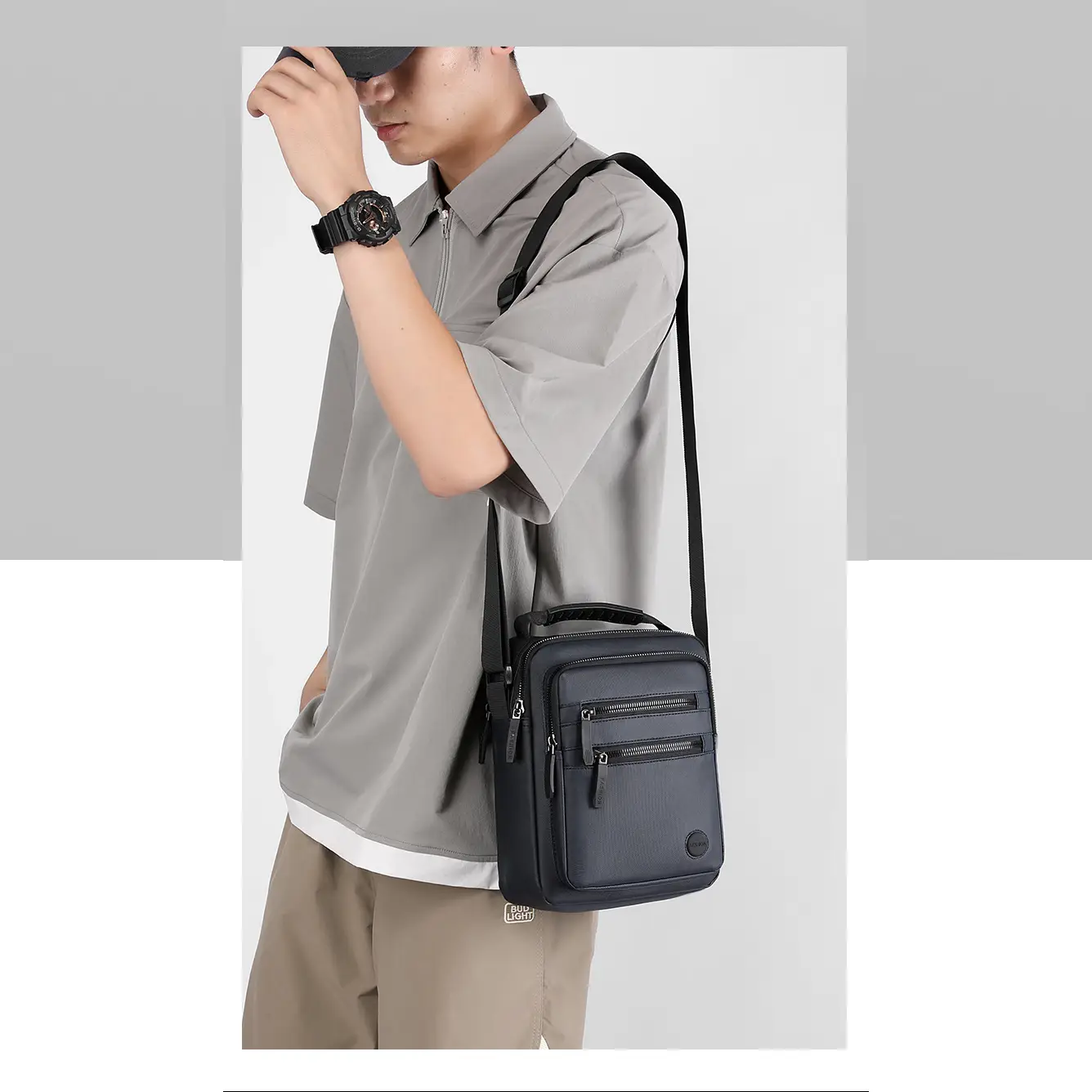 Men's Waterproof Oxford Cloth Shoulder Bag Green - Image 7