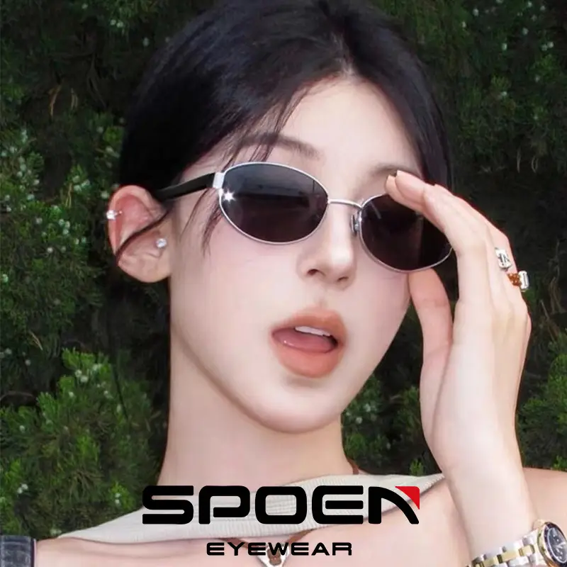 Retro Oval Metal Sunglasses Women High Definition Lens - Image 5
