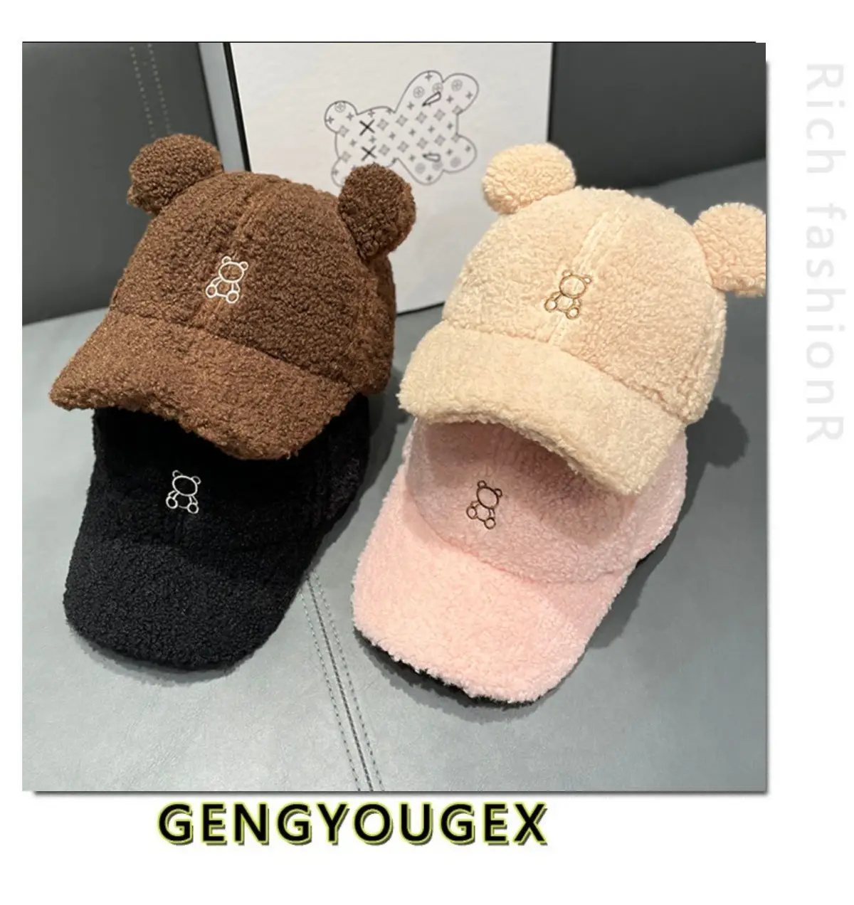 Japanese Embroidered Bear Ear Cap for Girls Winter Warm — feature 6