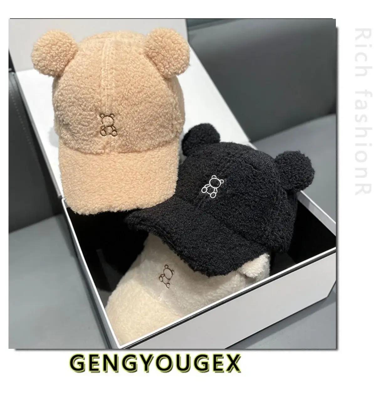 Japanese Embroidered Bear Ear Cap for Girls Winter Warm — feature 8