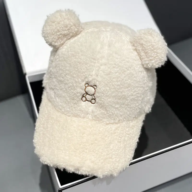 Japanese Embroidered Bear Ear Cap for Girls Winter Warm - Image 2