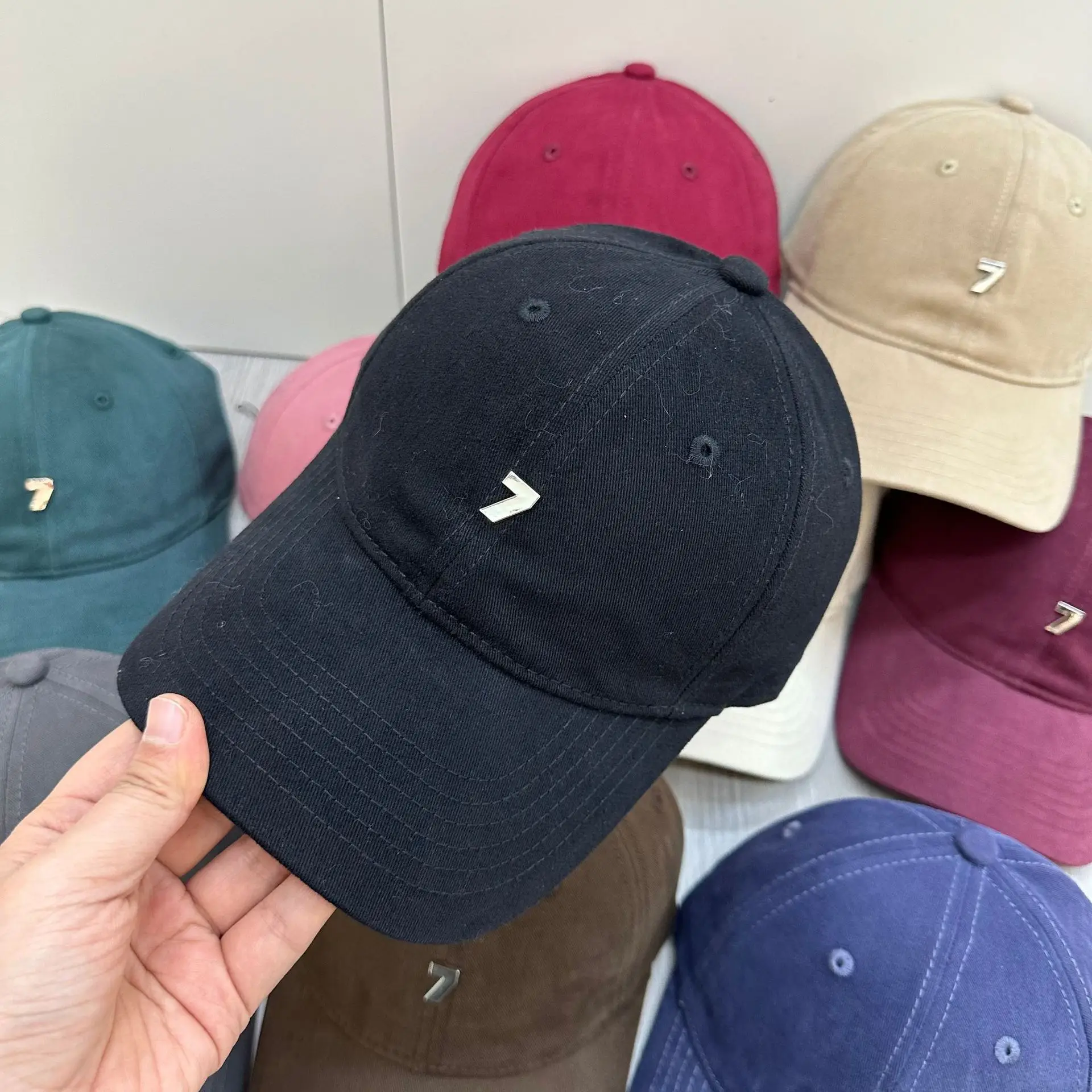 Pink Baseball Cap with Wide Brim and Metal Logo - Image 12