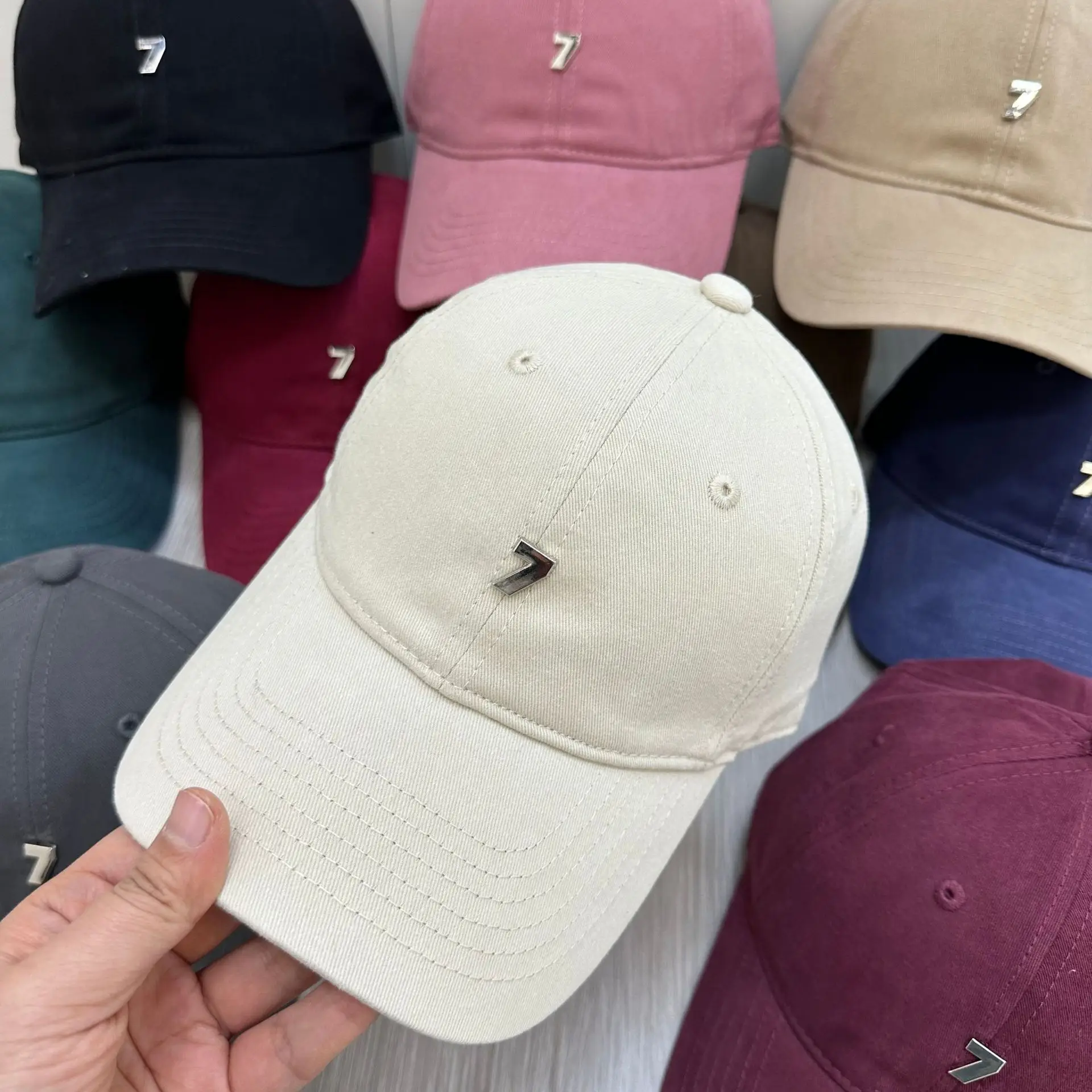 Pink Baseball Cap with Wide Brim and Metal Logo - Image 13