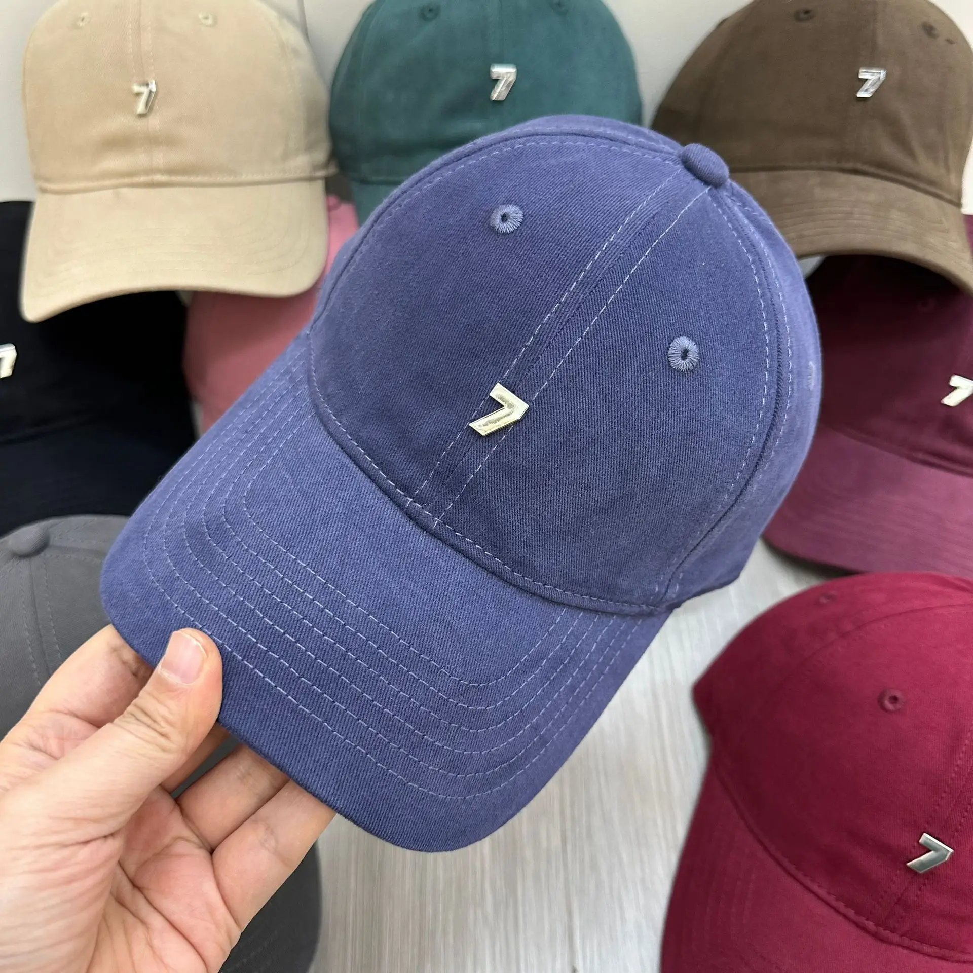 Pink Baseball Cap with Wide Brim and Metal Logo — feature 2