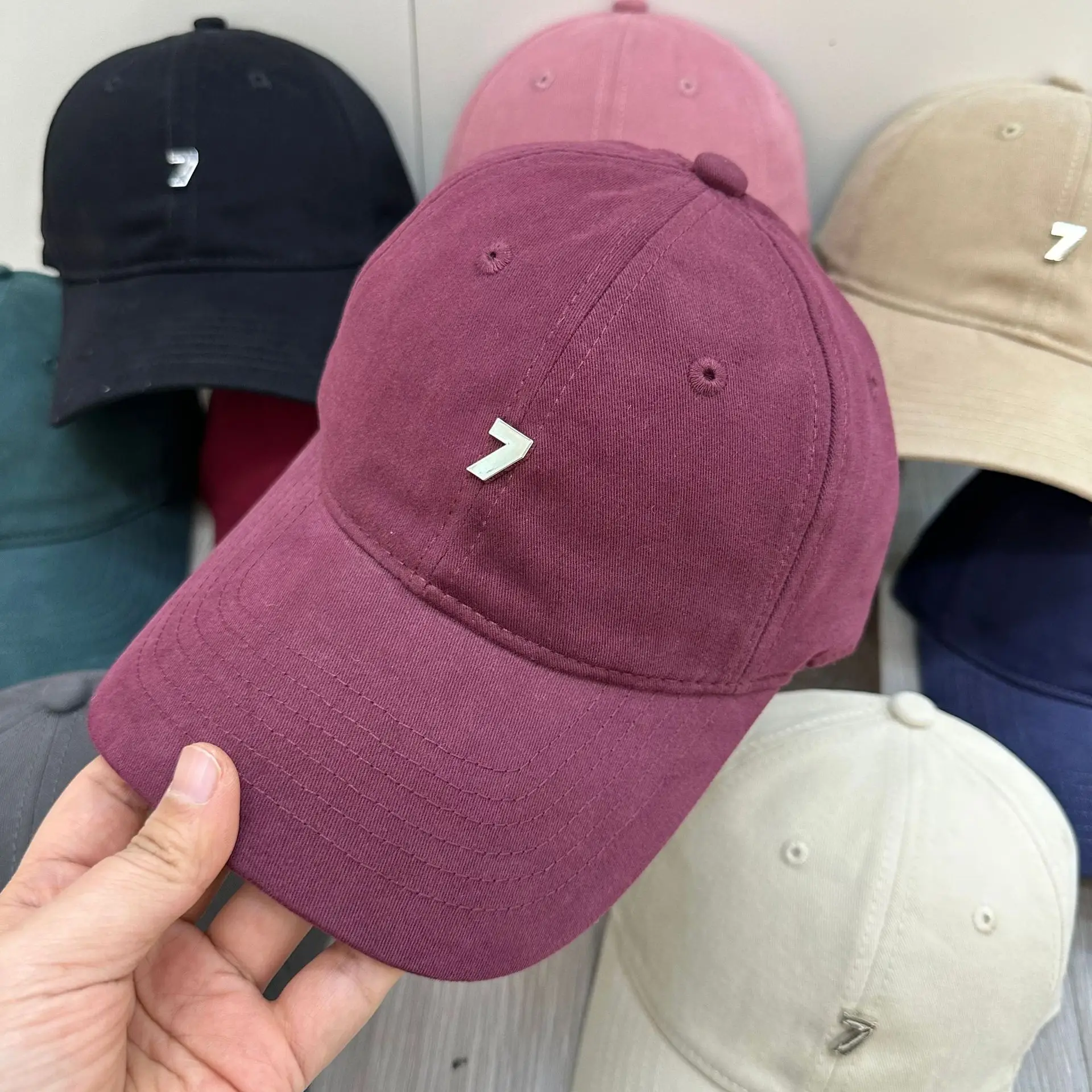 Pink Baseball Cap with Wide Brim and Metal Logo - Image 10
