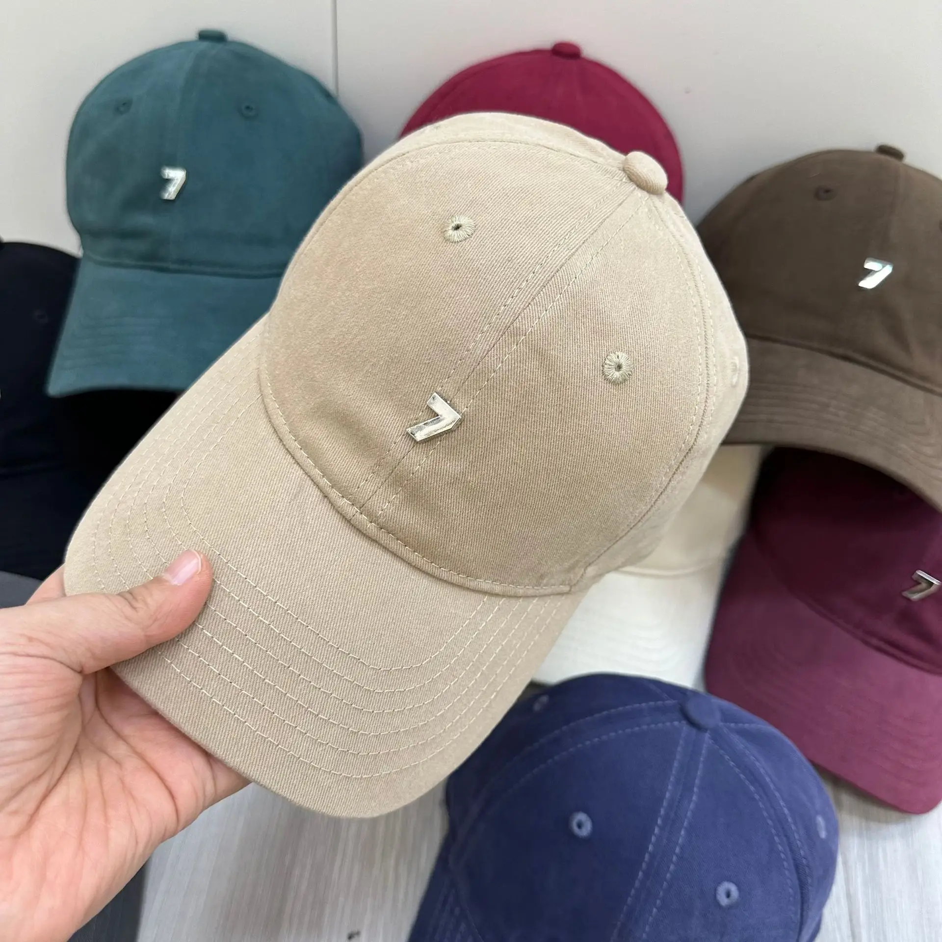 Pink Baseball Cap with Wide Brim and Metal Logo - Image 3